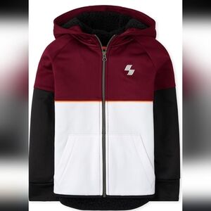 The Children's Place Boys Moisture Wicking Sherpa Hoodie, 10/12, colorblock